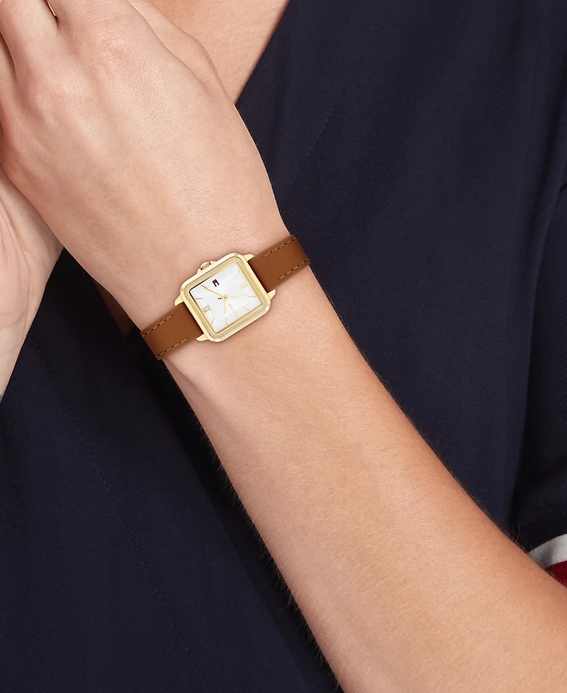 Tommy Hilfiger Women's Quartz Tan Leather Strap Watch, 22.5mm