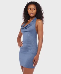 B Darlin Juniors' Cowlneck Glitter Bodycon Dress