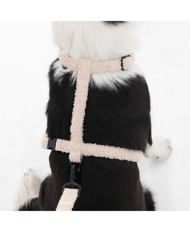 Teddy Boucle Adjustable H Harness Leash Walk Set with Poop Bag Pouch