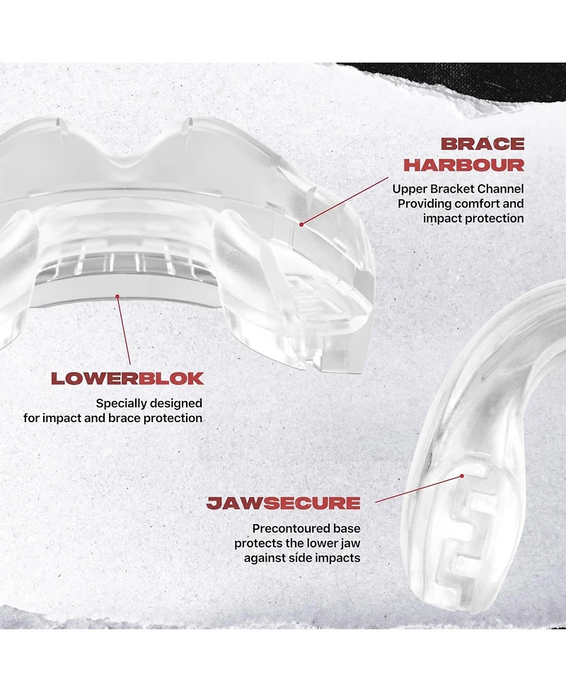 SafeJawz Ortho Protective Sports Mouth Guard for Braces with Case Boxing, Basketball, Lacrosse, Football, Mma, Hockey - Ice Pink