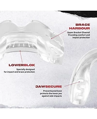 SafeJawz Ortho Protective Sports Mouth Guard for Braces with Case Boxing, Basketball, Lacrosse, Football, Mma, Hockey - Ice Pink