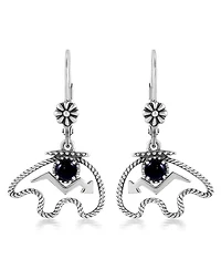 American West Jewelry Sterling Silver Black Agate Bear Lever Back Earrings