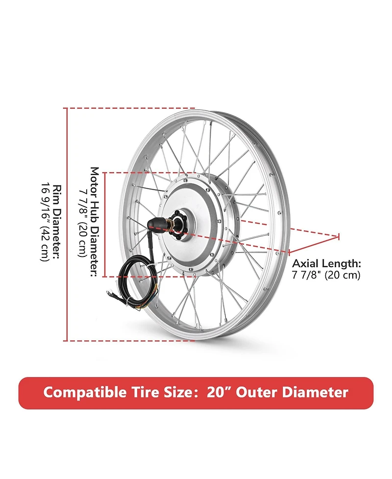 Yescom Electric Bicycle Motor Conversion Kit for 20" 750W 36V E-bike Rear Wheel