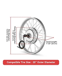 Yescom Electric Bicycle Motor Conversion Kit for 20" 750W 36V E-bike Rear Wheel