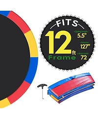 Yescom Trampoline Mat & Pad Replacement Kit w/ 72V-Ring for 12ft Round Trampoline Frame