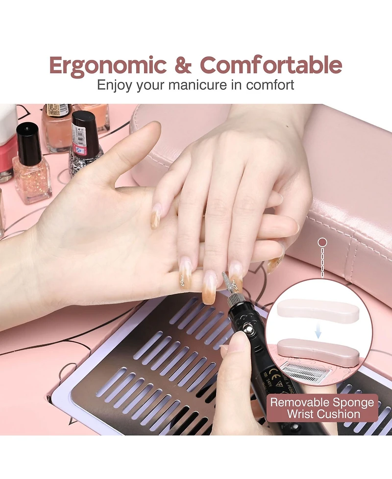 Byootique Folding Manicure Table & Rolling Makeup Train Case Blush ForgetMeNot