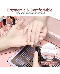 Byootique Folding Manicure Table & Rolling Makeup Train Case Blush ForgetMeNot