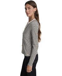 Dkny Jeans Women's Striped Button-Front Cardigan