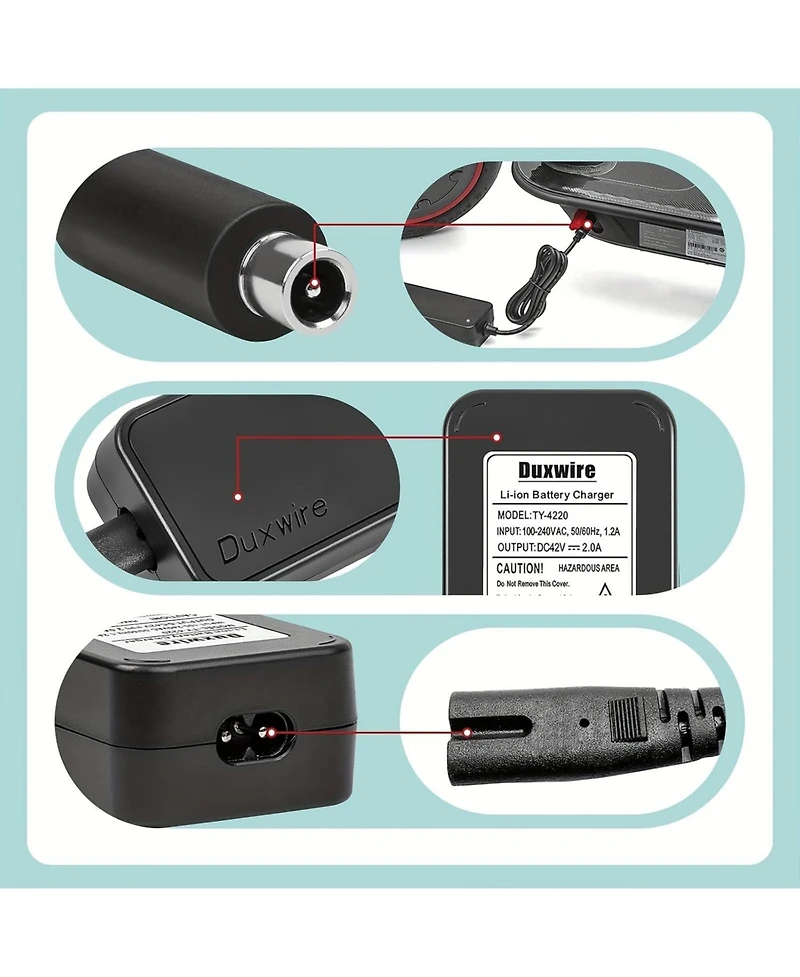 Urbanmax 42V 2A Electric Scooter Charger for 36V Li-ion Battery, Safe and Reliable