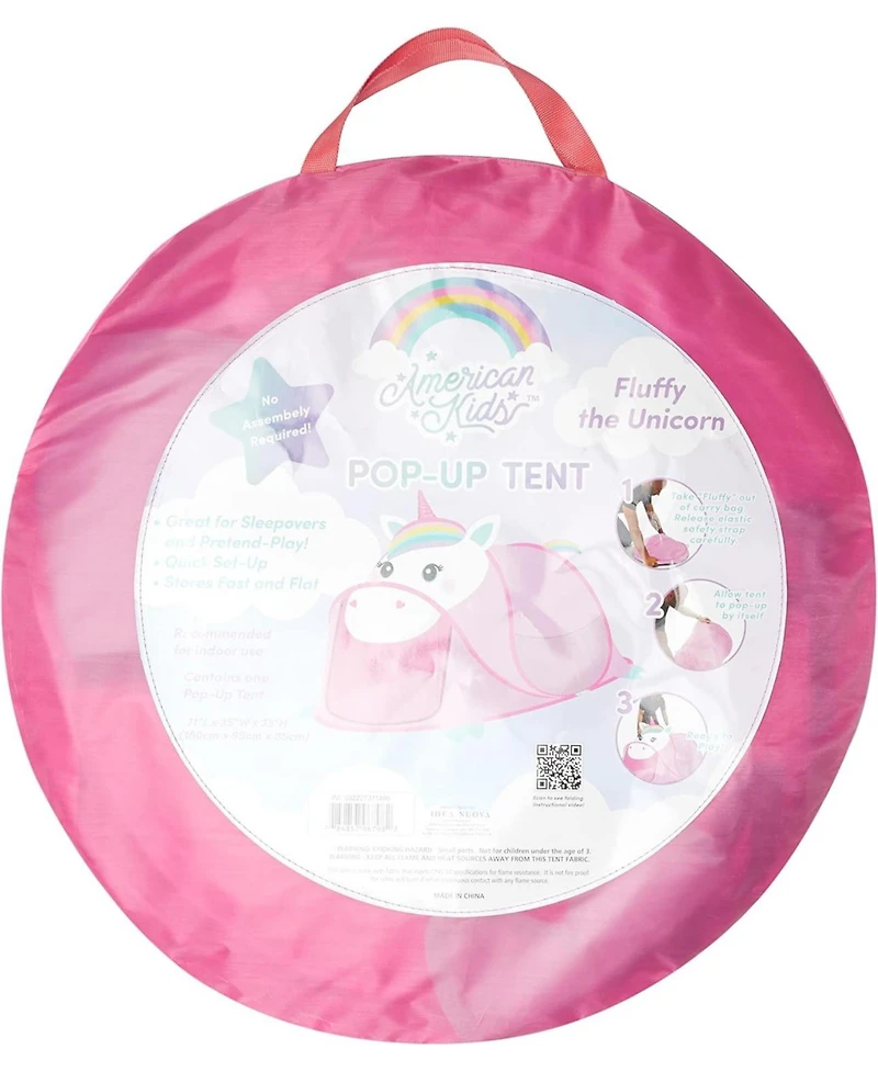 Cesicia Figural Unicorn Pop Up Portable Play Tent with Carry Case, 71" L x 35" w x 33" H, Pink