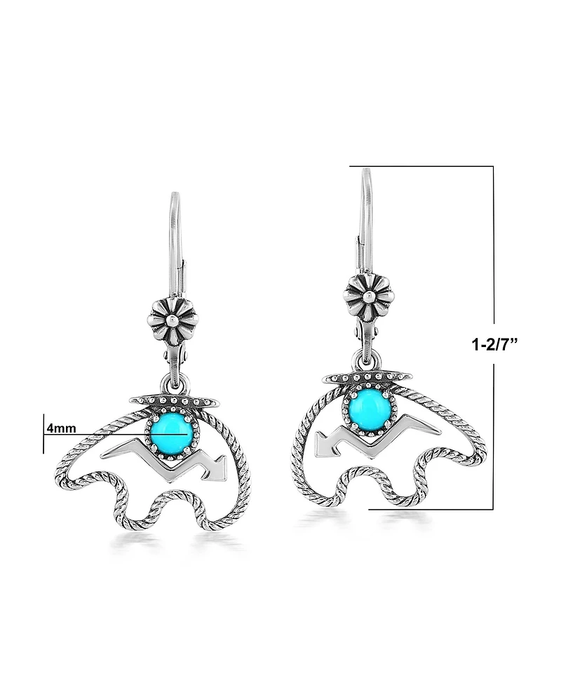 American West Jewelry Sterling Silver Sleeping Beauty Turquoise Bear Lever Back Earrings