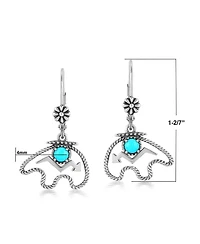 American West Jewelry Sterling Silver Sleeping Beauty Turquoise Bear Lever Back Earrings