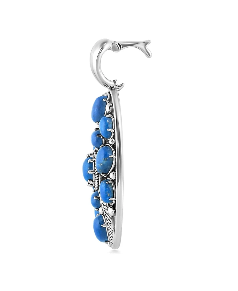 American West Jewelry Sterling Silver Denim Lapis Oval Leaf Pendant Enhancer