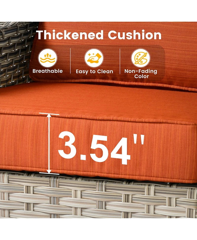 Xizzi Outdoor Patio Furniture Set,8 Pieces Rattan Sectional Cozy Sofa,Patio Conversation Sets with Swivel Chairs and Solar Coffee Table