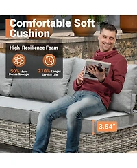 Xizzi Outdoor Patio Furniture Set,8 Pieces Rattan Sectional Cozy Sofa,Patio Conversation Sets with Swivel Chairs and Solar Coffee Table