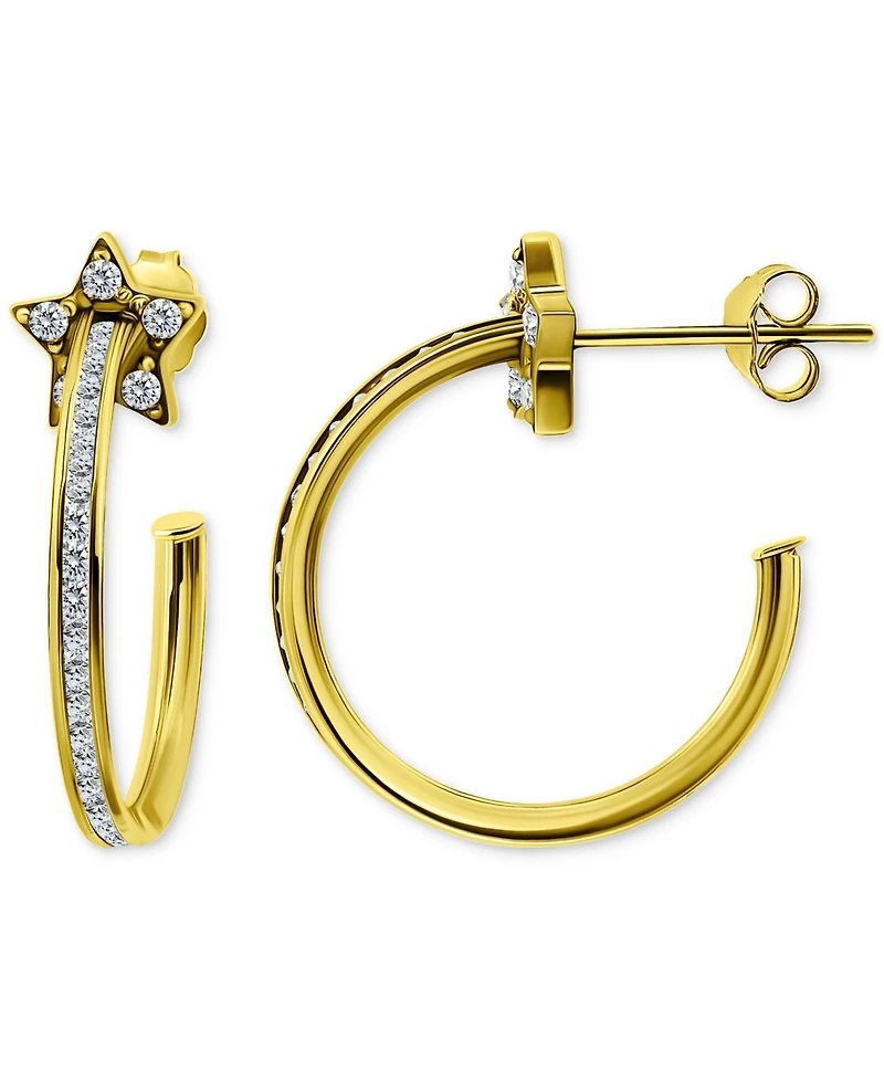 Giani Bernini Cubic Zirconia Star Small Hoop Earrings, 0.75", Macy's Exclusive