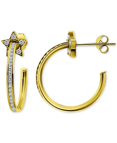 Giani Bernini Cubic Zirconia Star Small Hoop Earrings, 0.75", Macy's Exclusive
