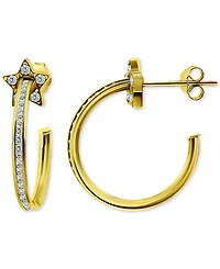 Giani Bernini Cubic Zirconia Star Small Hoop Earrings, 0.75", Macy's Exclusive