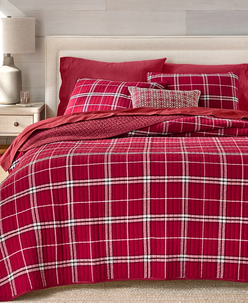 Charter Club Brushed Cotton Plaid 3-Pc. Quilt Set, Full/Queen