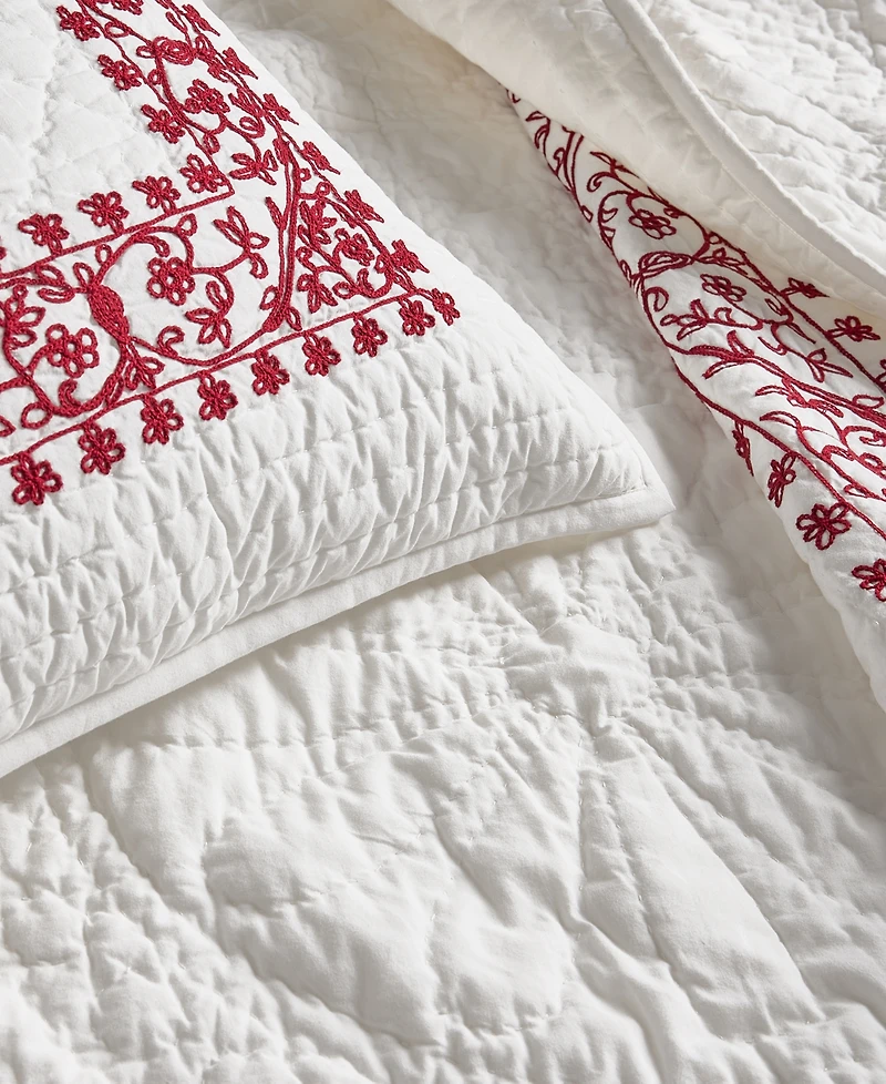 Charter Club Garland Embroidery 3-Pc. Quilt Set, Full/Queen, Macy's Exclusive