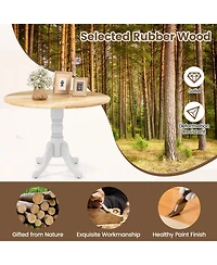 Round Wooden Dining Table with Curved Trestle Legs for Kitchen or Room