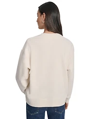 Dkny Jeans Women's Rhinestone Logo Cotton Crewneck Sweatshirt