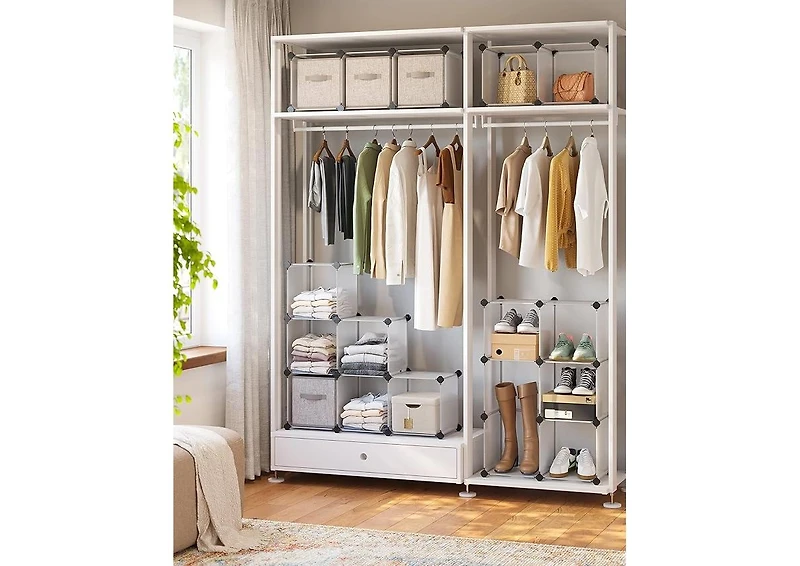 Songmics Home Modular Storage Set – Rustic Brown 16-Cube Shelf & 6-Cube Organizer, Customizable for Books, Clothes, and More