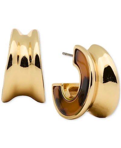 kate spade new york Gold-Tone Bold Tortoise Small Hoop Earrings, 0.82"