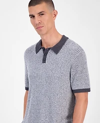 Guess Men's Isaac Short Sleeve Textured Polo Sweater