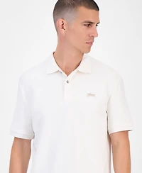 Guess Minimal Logo Short Sleeve Textured Polo Shirt