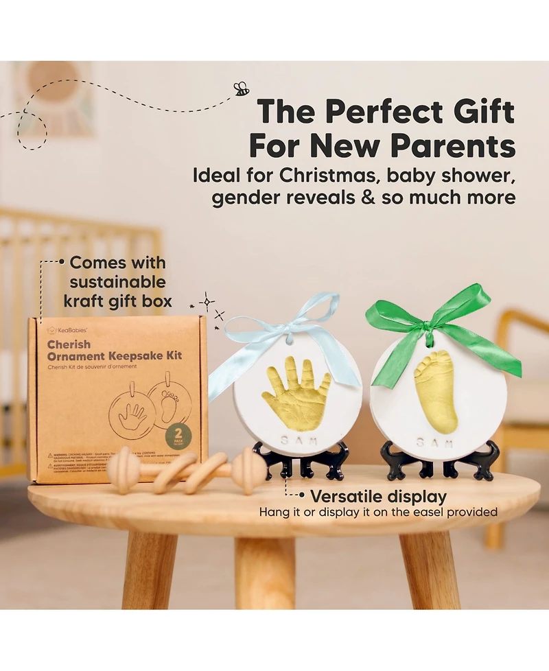 KeaBabies Cherish Baby Hand and Footprint Kit, Dog Paw Print Handprint Ornament Kit for Newborn, Babies, Boys, Girls
