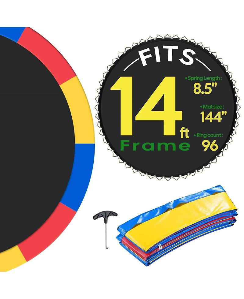 Yescom Trampoline Mat & Pad Replacement Kit with 96V-Ring Fits 14 ft Trampoline Frame