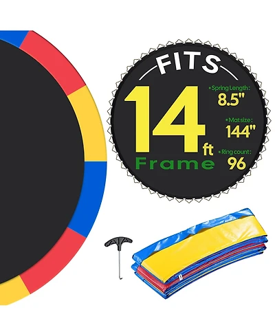 Yescom Trampoline Mat & Pad Replacement Kit with 96V-Ring Fits 14 ft Trampoline Frame