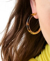kate spade new york Gold-Tone Interlock Tortoise Medium Hoop Earrings, 1.34"