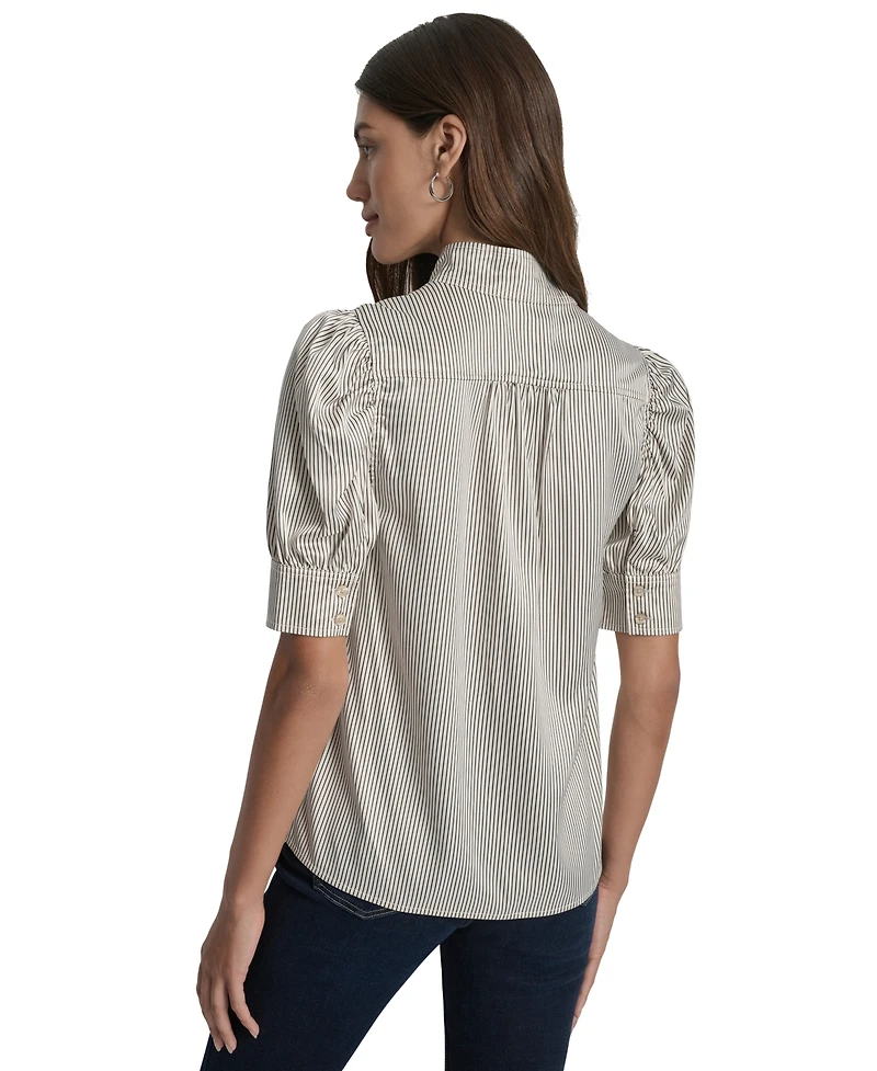 Dkny Jeans Women's Stand Collar Puff-Sleeve Shirt