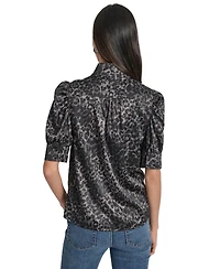 Dkny Jeans Women's Stand Collar Puff-Sleeve Shirt