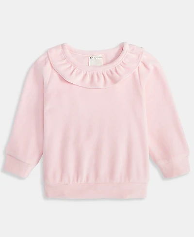 First Impressions Baby Girls Long-Sleeve Ruffle-Neck Velour Top, Macy's Exclusive