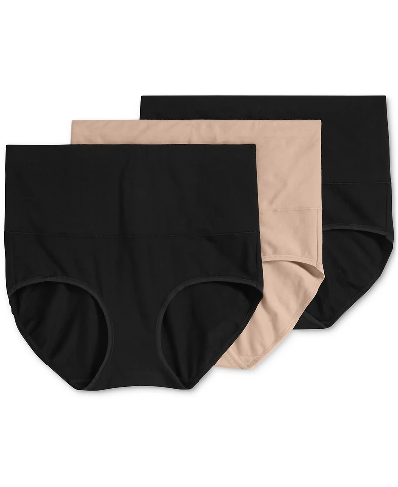 Jockey Women's 3-Pk. Skimmies 360° Tummy Smoothing Cotton Brief Underwear 4854