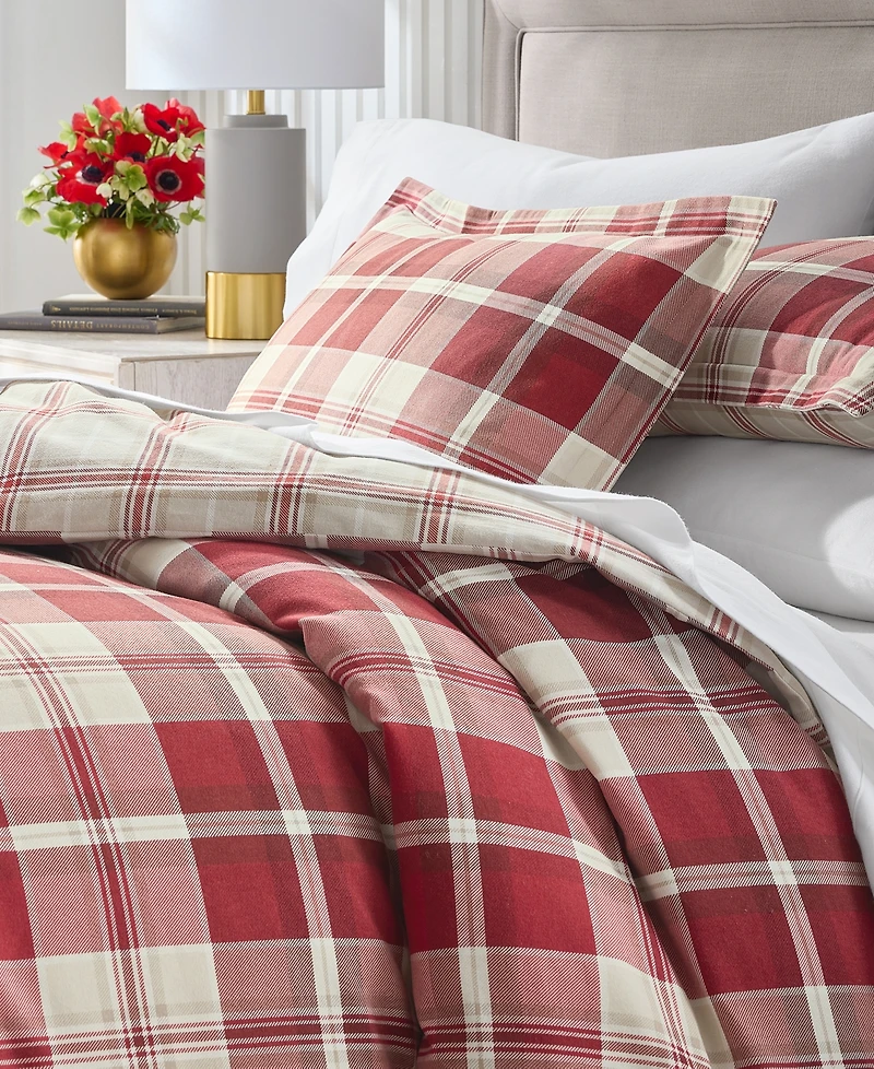 Charter Club Crimson Plaid Flannel 3-Pc. Comforter Set, Full/Queen, Macy's Exclusive