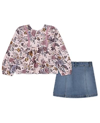 Levi's Toddler Girls 2-Piece Boho Top and Denim Skirt Set