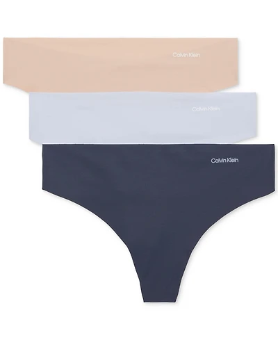 Calvin Klein Women's Invisibles 3-Pack Thong Underwear QD3558