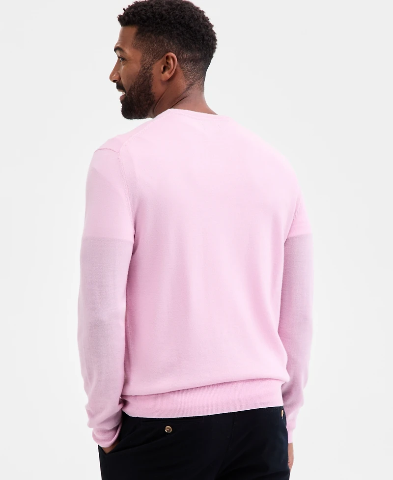 Club Room Men's Solid Crew Neck Merino Wool Blend Sweater, Created for Macy's
