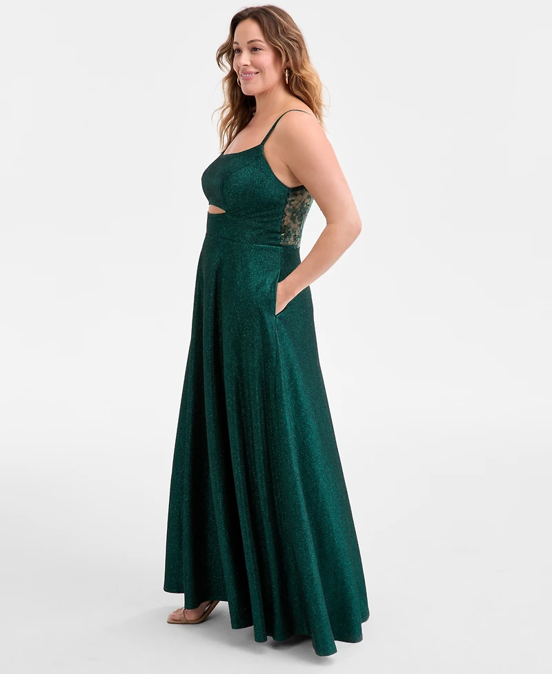 City Studios Trendy Plus Glitter Sleeveless Gown