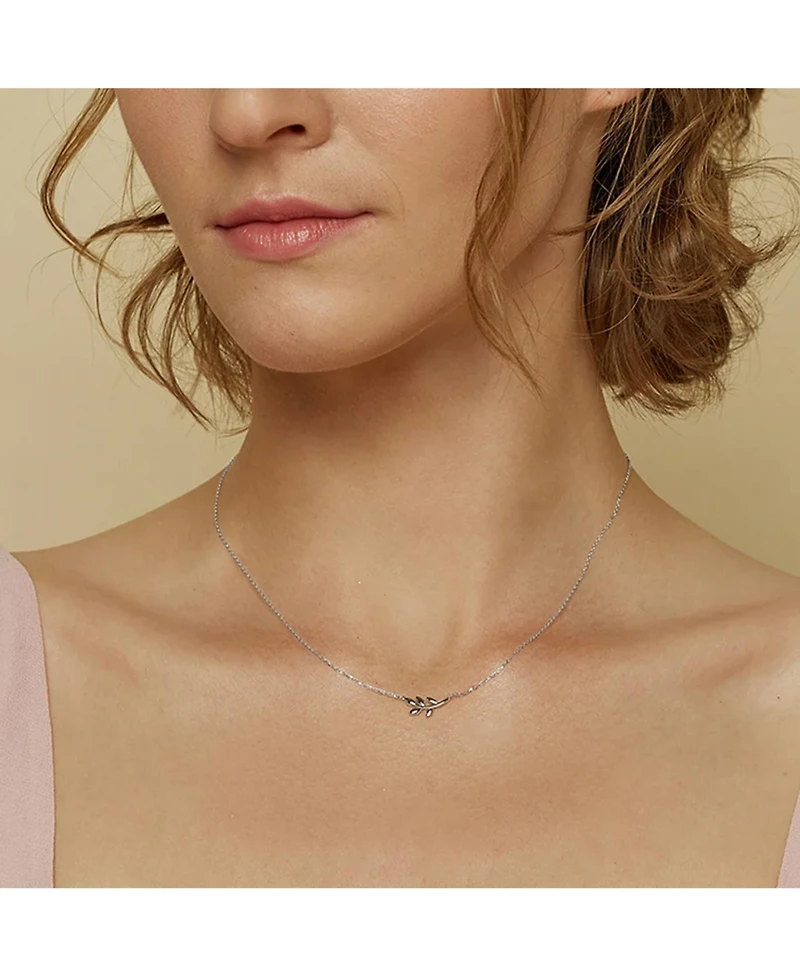 Sterling Silver Olivia Leaf Necklace & Stud Earrings Set