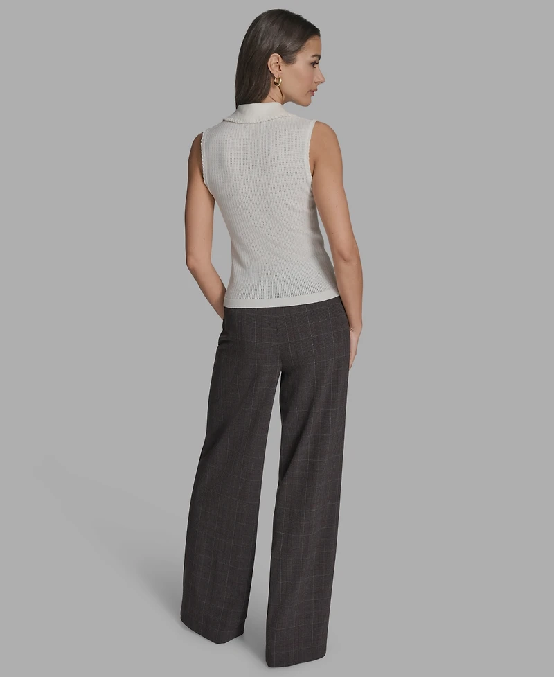 Bcbg Women's Cotton Collared Sleeveless Knit Top