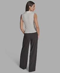 Bcbg Women's Cotton Collared Sleeveless Knit Top