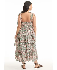 June + Vie Plus Tiered Smocked Midi Dress