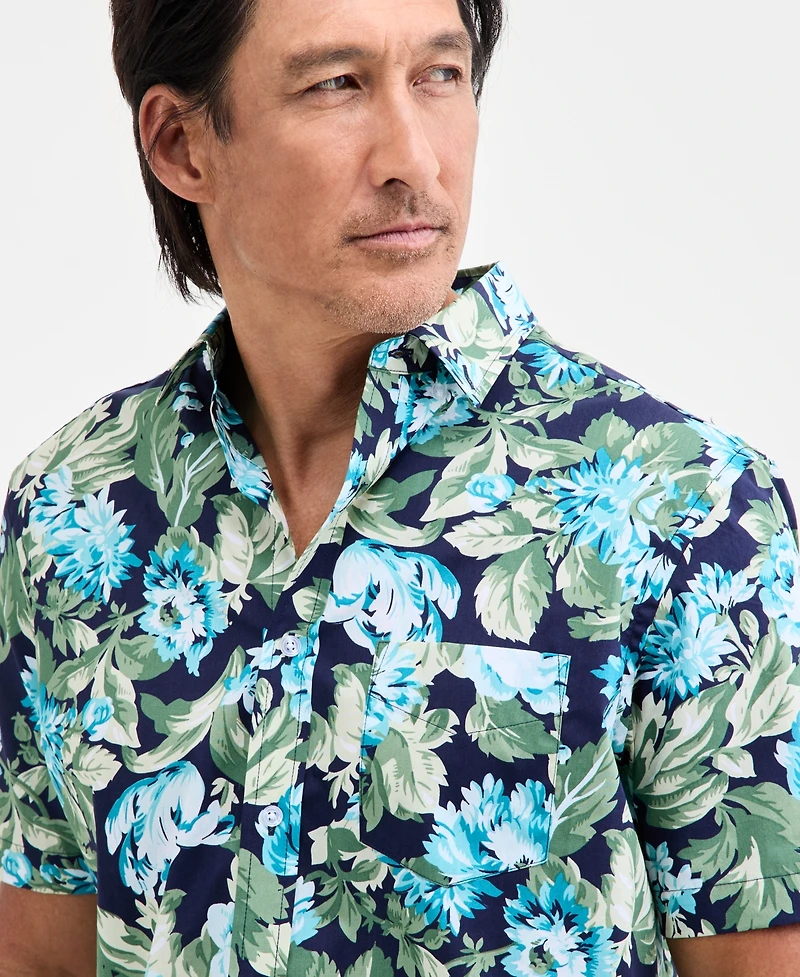 Club Room Men's Tapete Regular-Fit Stretch Floral Button-Down Poplin Shirt, Macy's Exclusive