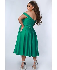 Celebrations by Sydney's Closet Women's Off-The-Shoulder Pleated Plus Party Dress