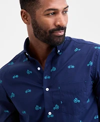 Club Room Long Sleeve Bicycle Print Button-Down Shirt, Macy's Exclusive